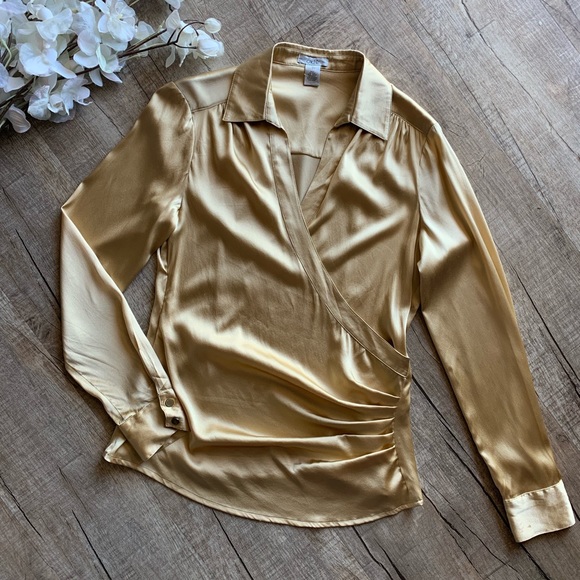 Cache Tops - Cache Gold Silk Blouse